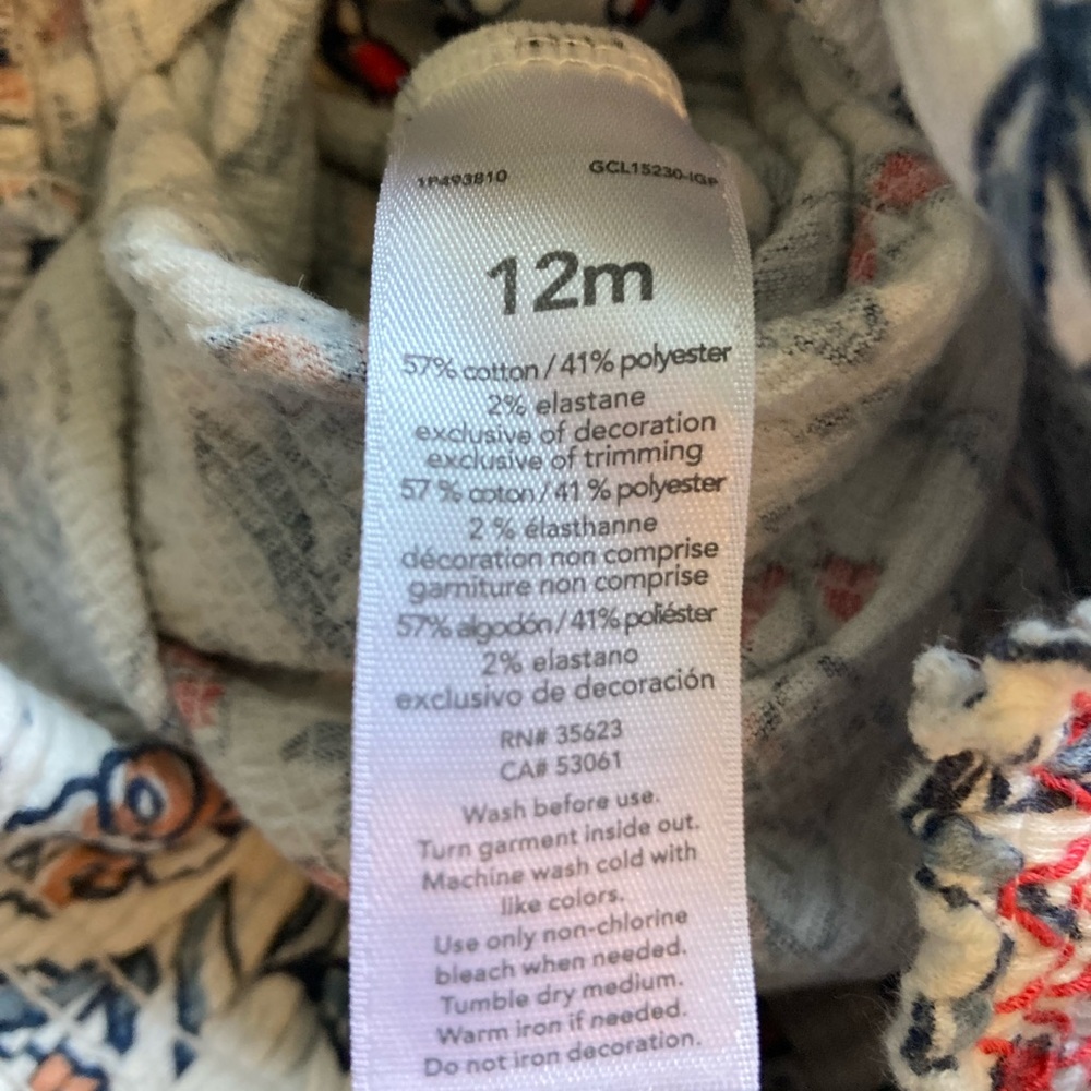 Carter's Floral Romper Jumpsuit 12M Ruched Cottagecore Easter Spring Flowers - Picture 5 of 5